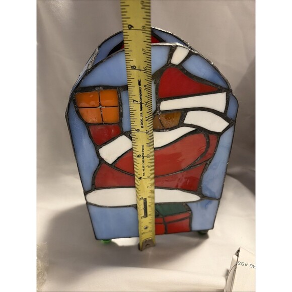 Holiday Tiffany Lamp Style Model FX1-257 New In Box Black Santa Normande Lightin - Picture 10 of 12